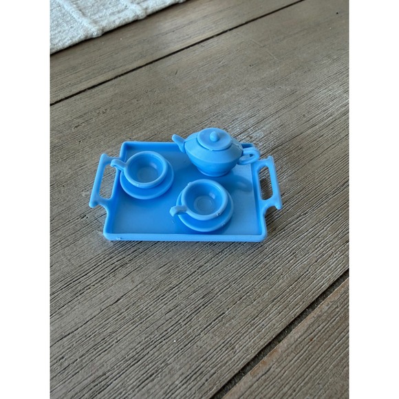 Mattel Other - Mattel vintage 1983 Barbie Tea Set Blue Pot Cups Saucers Tray 7 Pieces